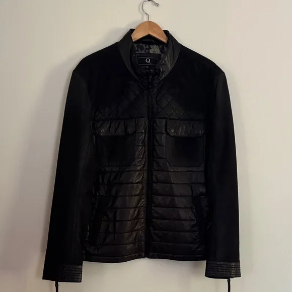 Men's Black Leather Bomber Jacket XL - Picture 1 of 16
